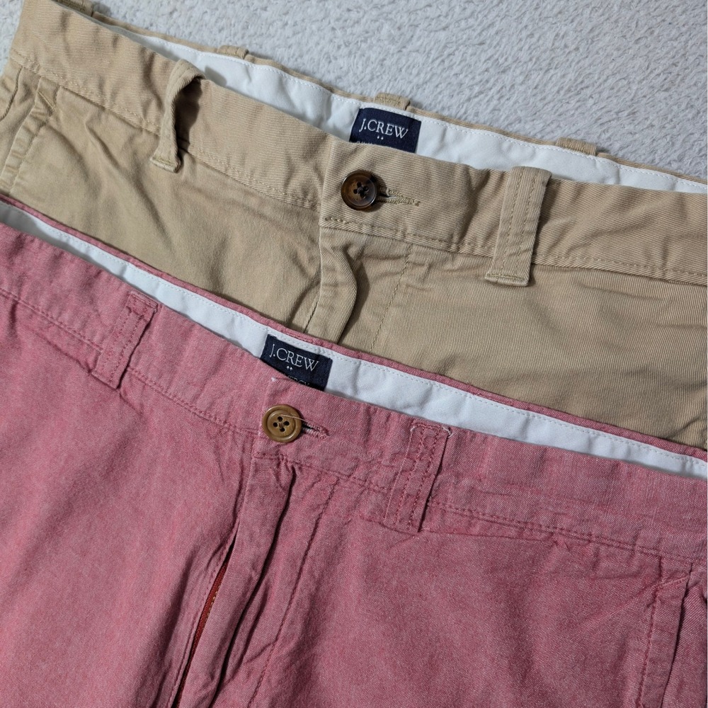 2 Pack! J.Crew Shorts Mens 30/9 Tan Red Stretch Chino Lightweight